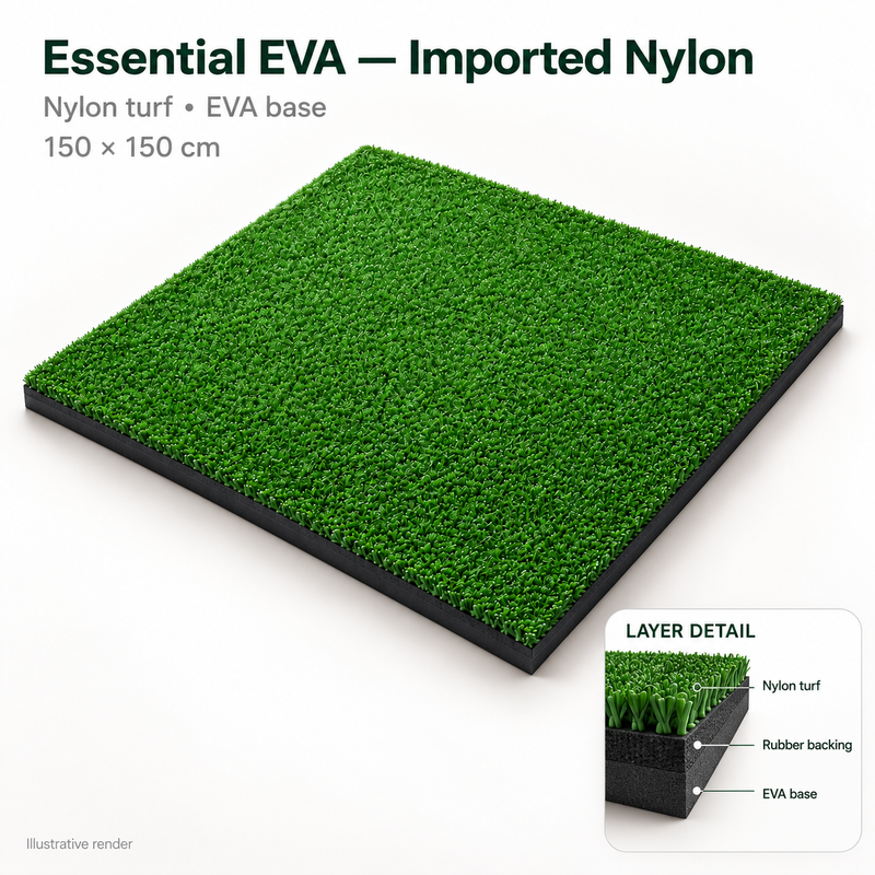 Illustrative product render of Essential EVA - Imported Nylon, showing turf and base layers