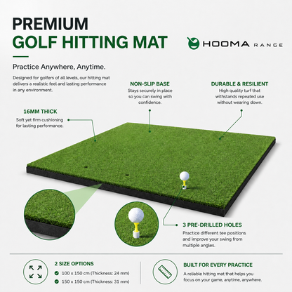 HOOMA RANGE Golf Hitting Mat – 100 × 150 cm