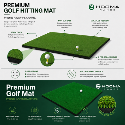 HOOMA RANGE Golf Hitting Mat – 100 × 150 cm