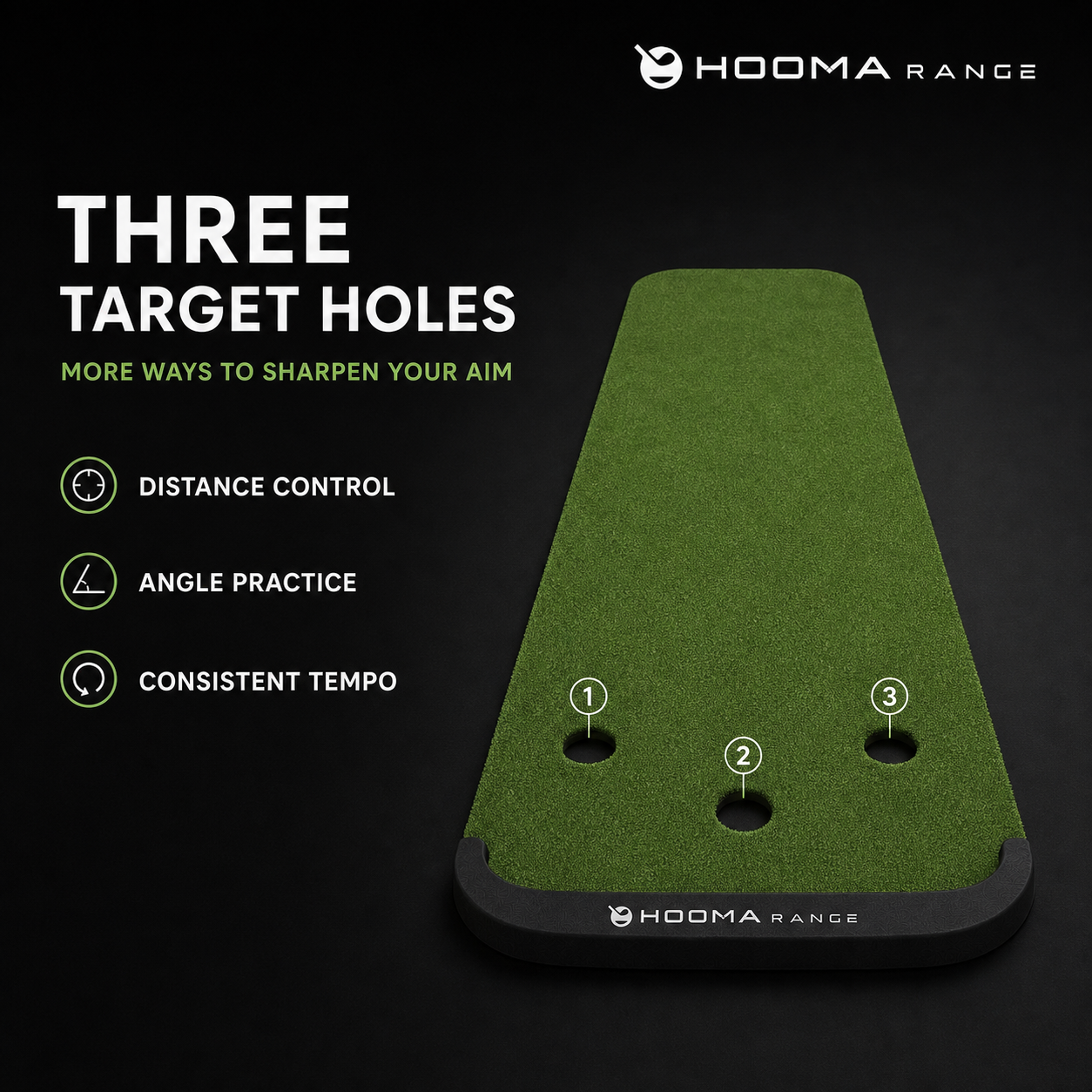 HOOMA RANGE putting mat in a home setting